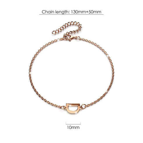 Bold Alphabet Letter Initial Charm Bracelet in Rose Gold Tone